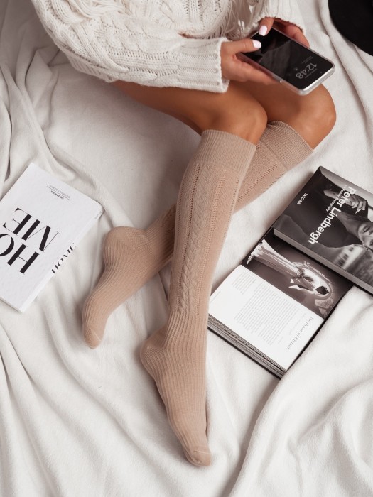 Women's Openwork Braid pattern knee socks 0330.002
