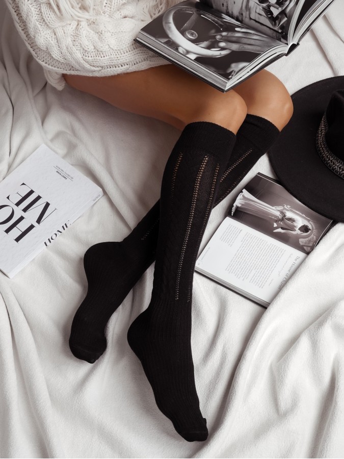 Women's Openwork Braid pattern knee socks 0330.002