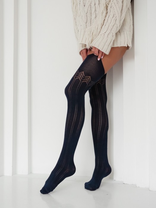 Openwork over-the-knee socks