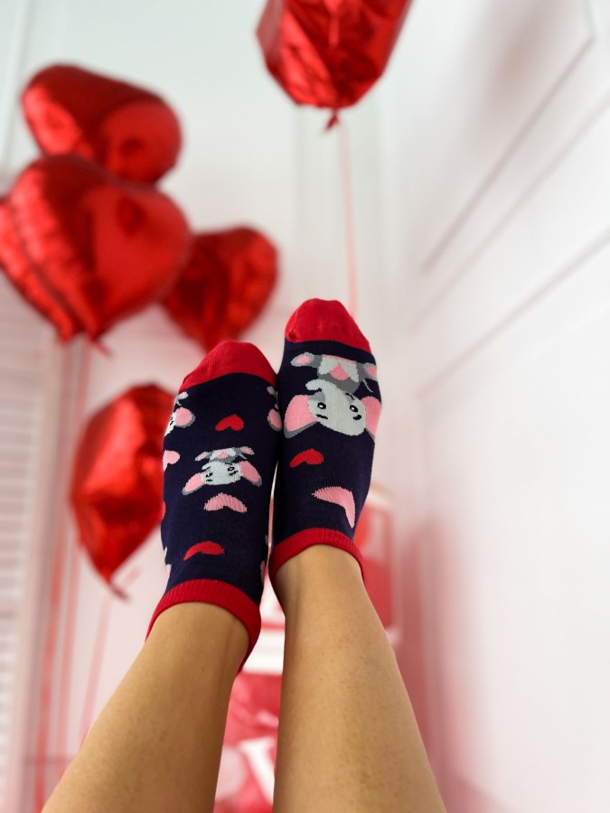 Women's Elephants & Hearts pattern socks 051.1146