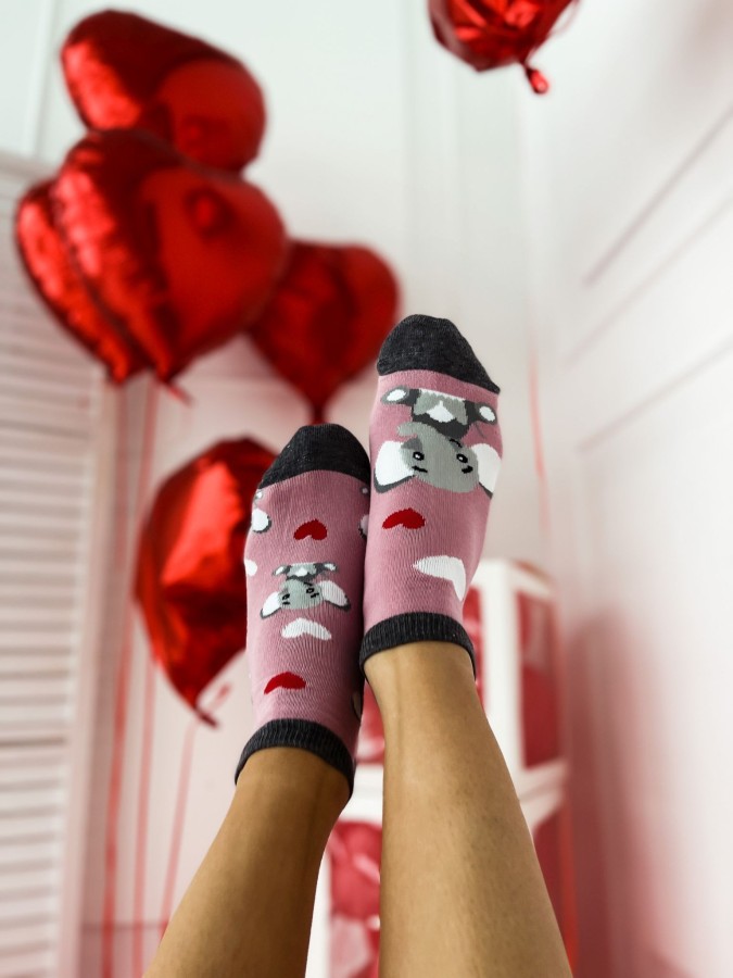 Women's Elephants & Hearts pattern socks 051.1146
