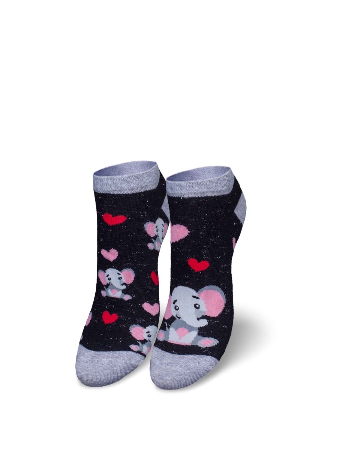 Women's Elephants & Hearts pattern socks 051.1146