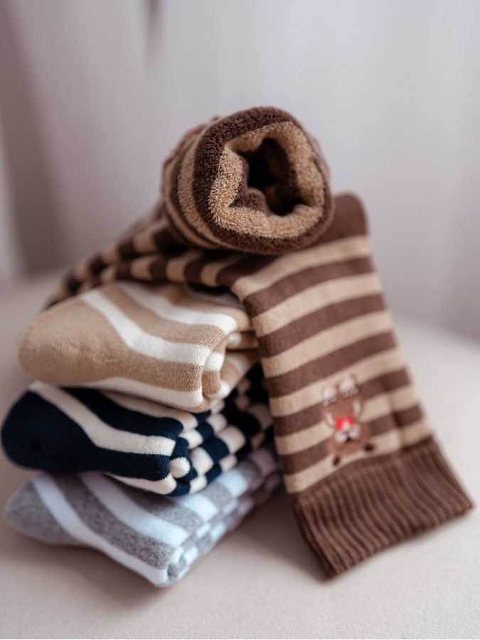 Women's Terry Non-Pressure Thick Socks (Stripes...