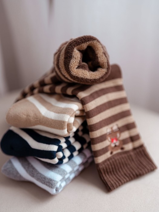 Skarpetki damskie Frotte w Paski z Misiem 0118.010