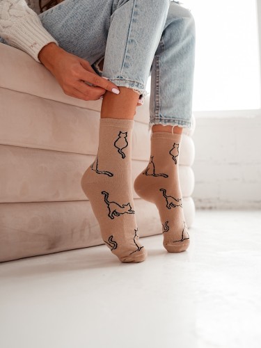 Women's Cat contours pattern socks 0200.093 2