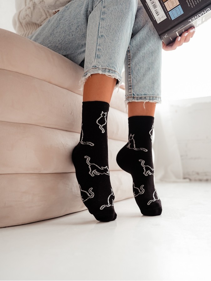 Women's Cat contours pattern socks 0200.093