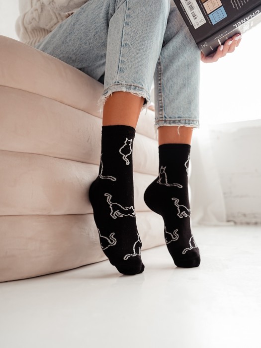 Women's Cat contours pattern socks 0200.093