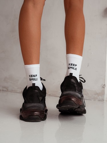 Women's 'KEEP SMILE' pattern socks 0200.095