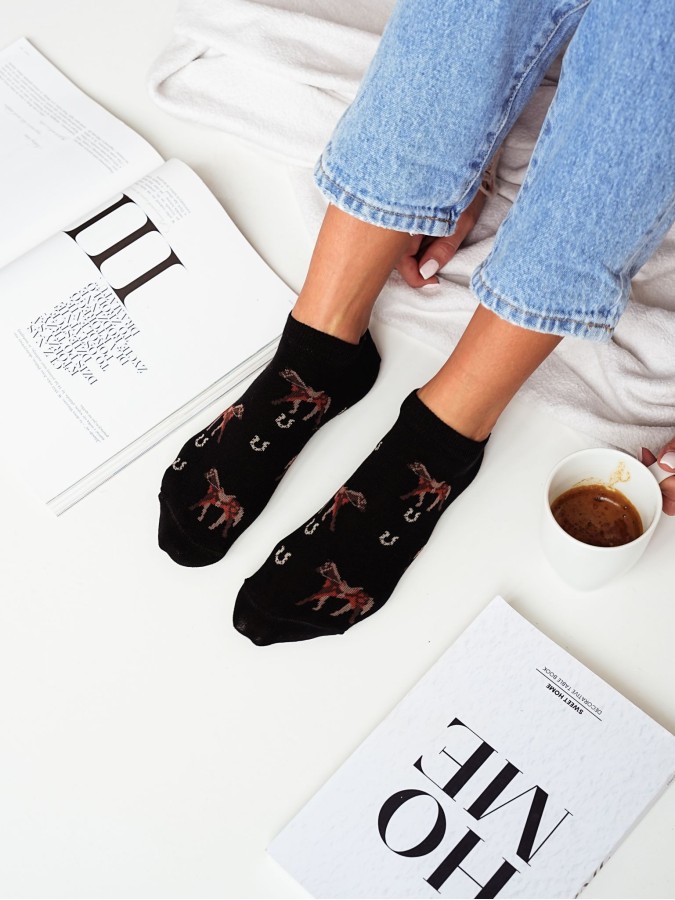 Women's Horse pattern low ankle socks 021.1146