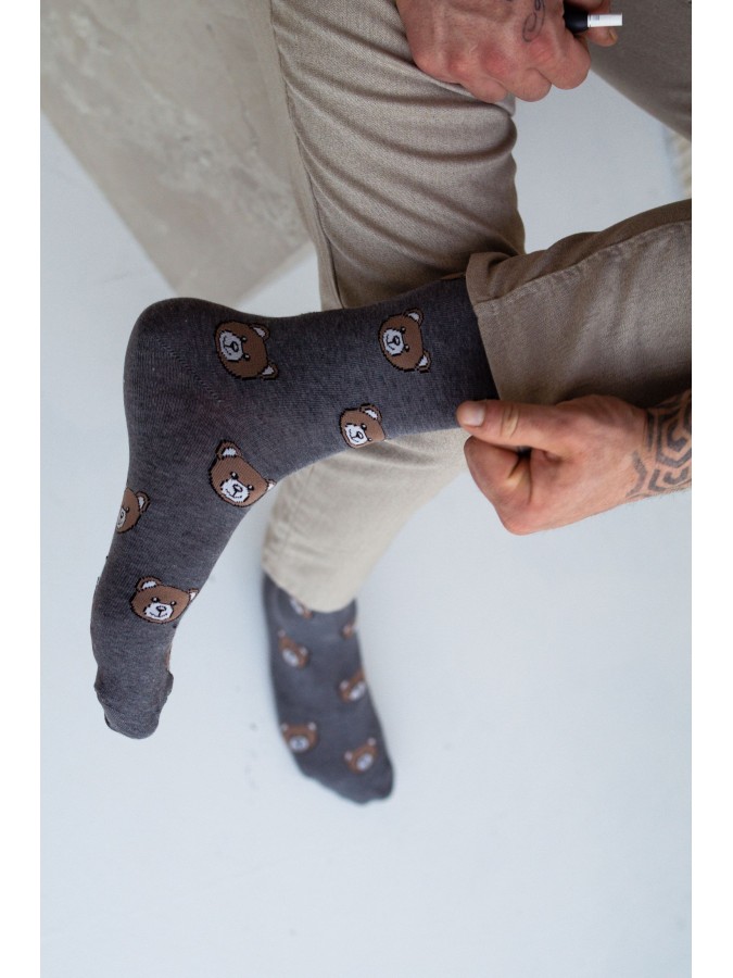 Men's Teddy Bear's head pattern socks 0125.033