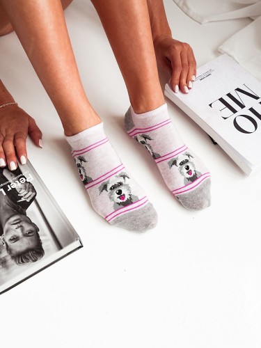 Women's 'Schnauzer dogs' pattern low ankle socks  1146.056