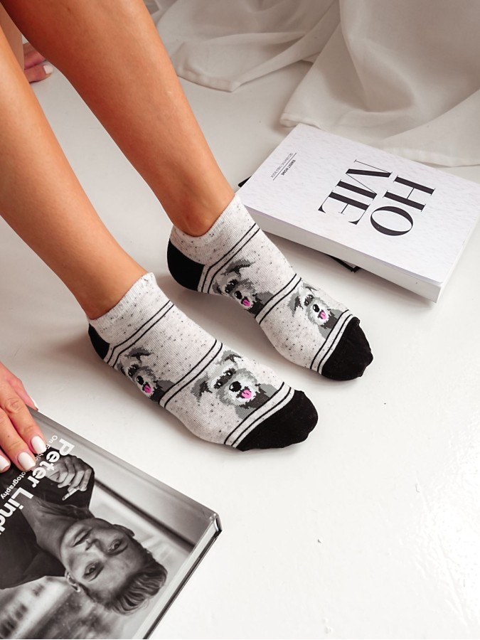 Women's 'Schnauzer dogs' pattern low ankle...