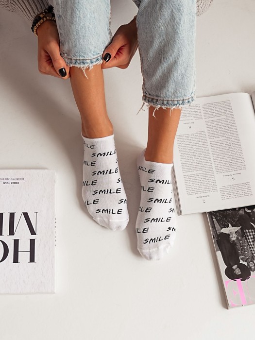 Women's SMILE pattern low ankle socks 1146.058