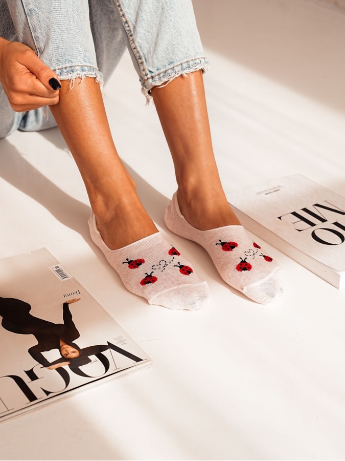 Cotton Ladybirds pattern invisible socks 0576.018