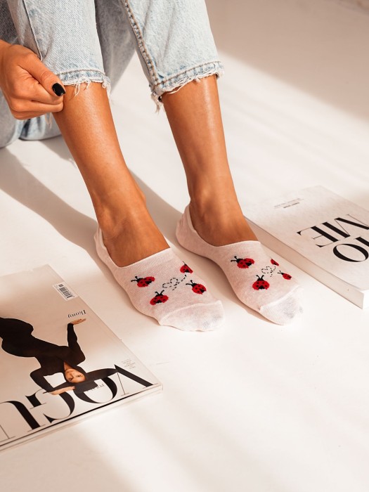 Cotton Ladybirds pattern invisible socks 0576.018