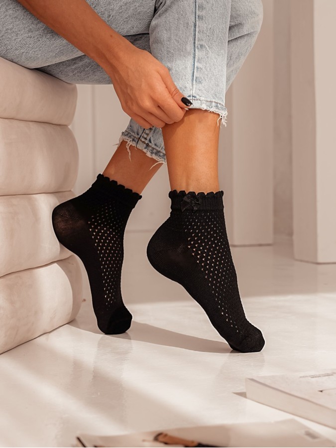 Women's openwork socks with a little bow 1115