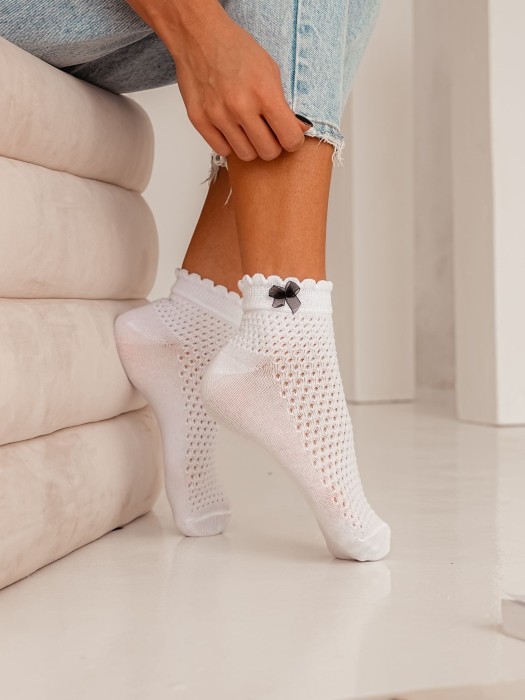 Women's openwork socks with a little bow 1115