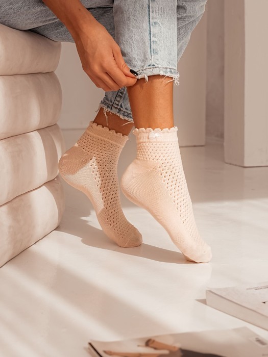 Women's openwork socks with a little bow 1115