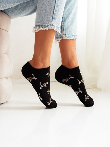 Women's Little Dogs pattern low ankle socks 1146.064