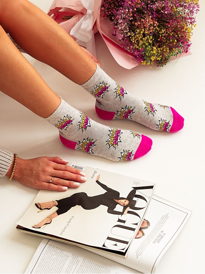 Women's SUPER MOM pattern socks 0200.037
