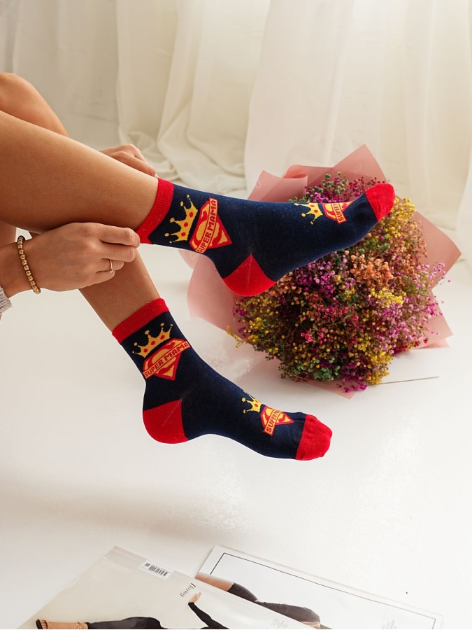 Women's SUPER MOM pattern socks 0200.105