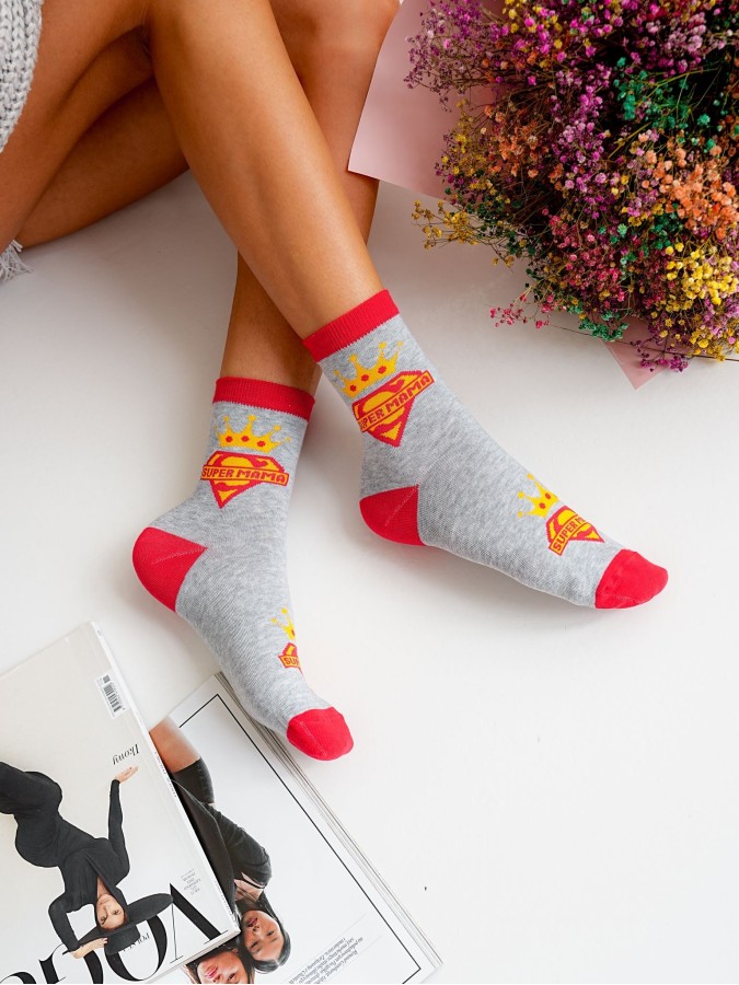 Women's SUPER MOM pattern socks 0200.105