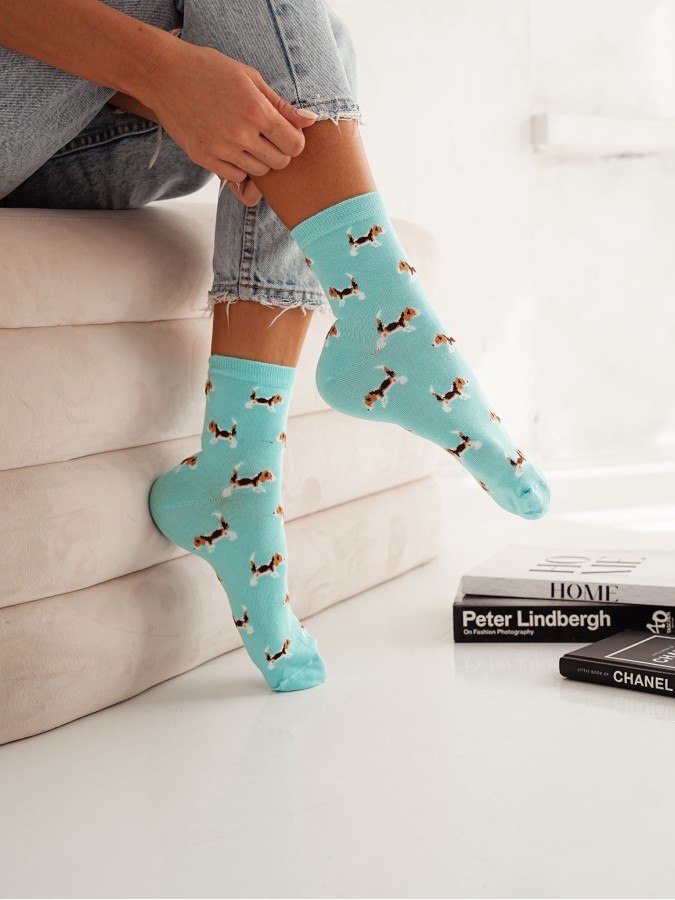 Women's Little dogs pattern socks 0200.107