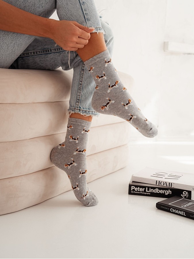 Women's Little dogs pattern socks 0200.107