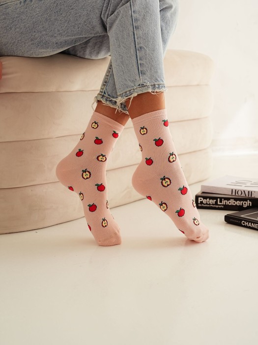 Women's Apples pattern socks 0200.108