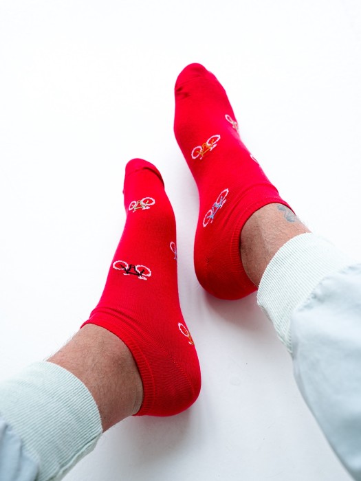 Men's Colorful small bicycles  pattern low ankle socks 1108.037