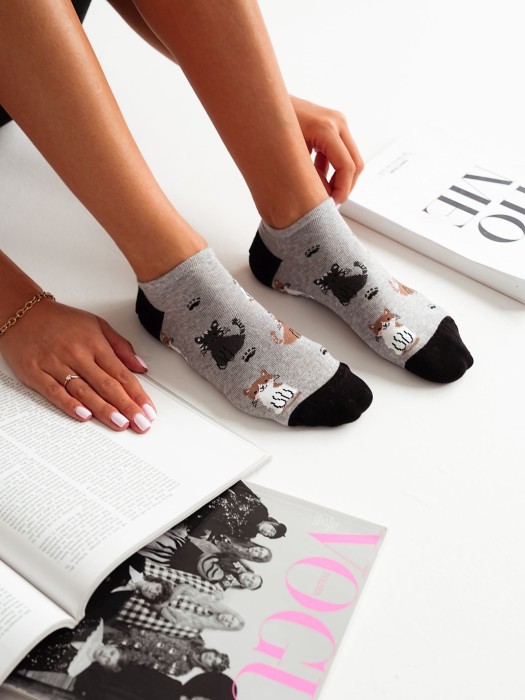 Women's Cats pattern low ankle socks 1146.065