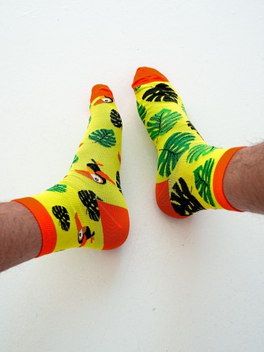 Men's Toucans & Leaves pattern short socks 1153.028