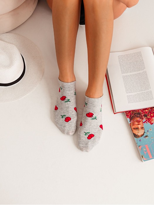 Women's Cherries pattern low ankle socks 1146.068