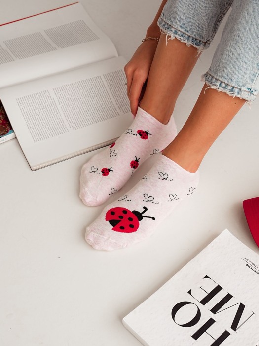 Women's Ladybirds pattern low ankle socks 1146.066