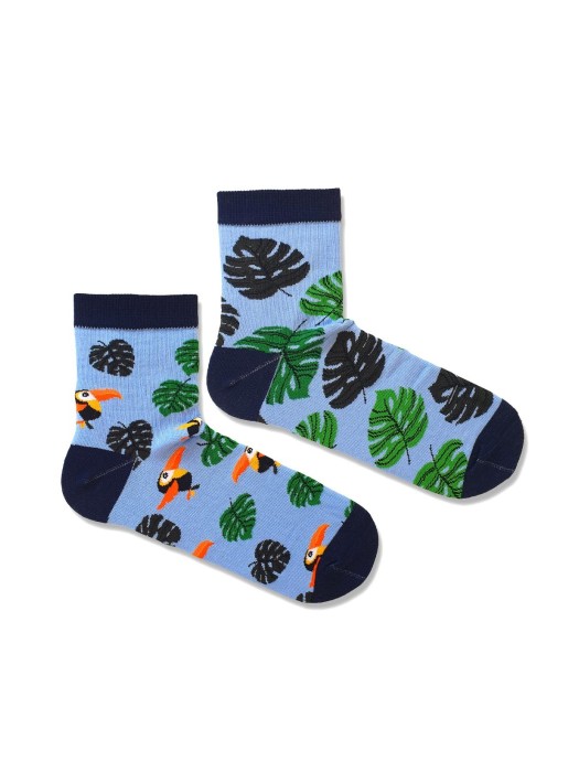 Men's Toucans & Leaves pattern short socks 1153.028