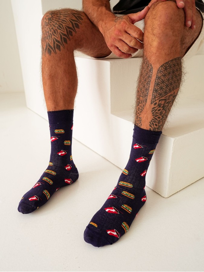 Men's Hamburgers & Coke pattern socks 0125.086
