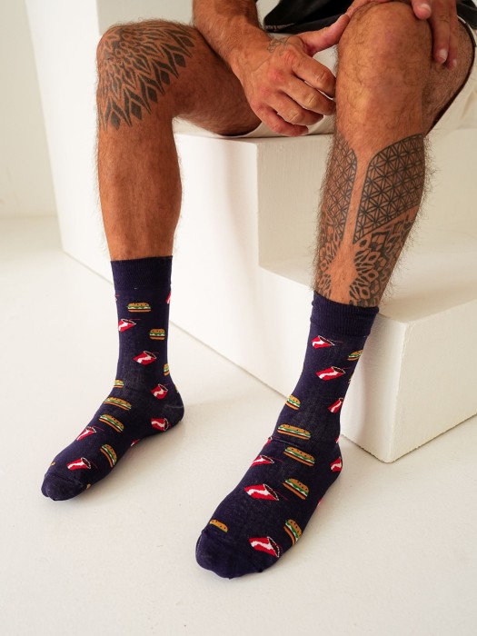 Men's Hamburgers & Coke pattern socks 0125.086