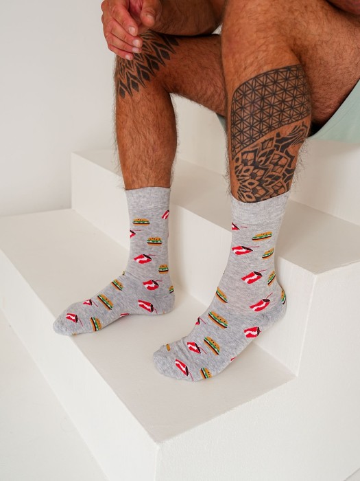 Men's Hamburgers & Coke pattern socks 0125.086