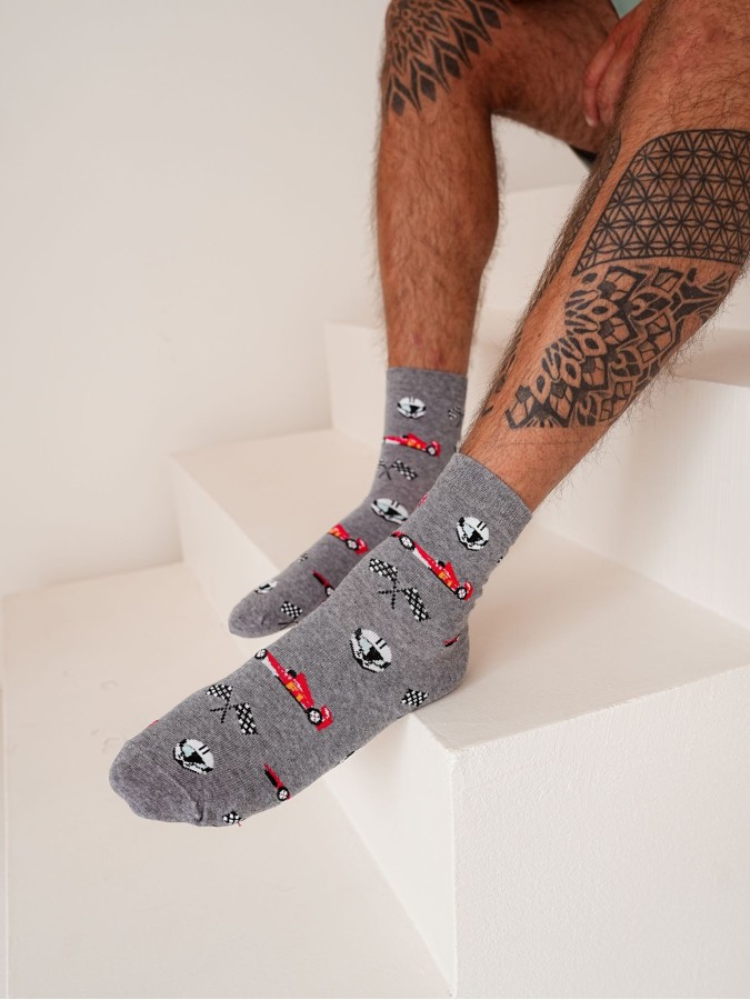 Men's Racing Cars pattern short socks 1153.032