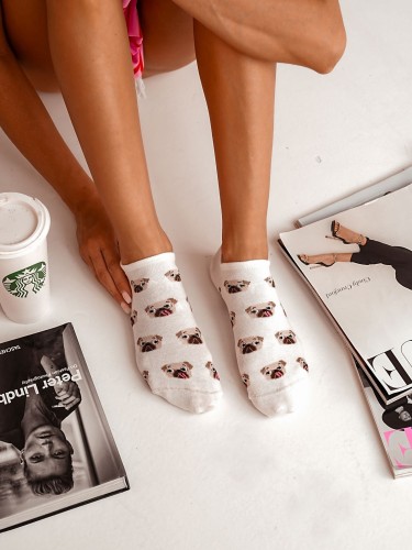 Women's Pug Dogs pattern low ankle socks 1146.069 2