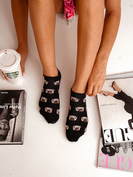 Women's Pug Dogs pattern low ankle socks 1146.069