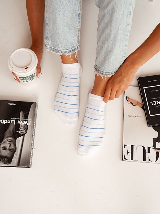 Women's Thin Stripes pattern low ankle socks 1146.071