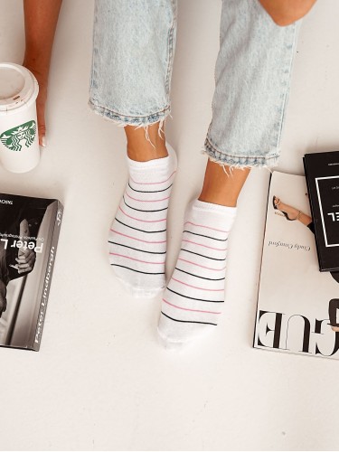 Women's Thin Stripes pattern low ankle socks 1146.071 2