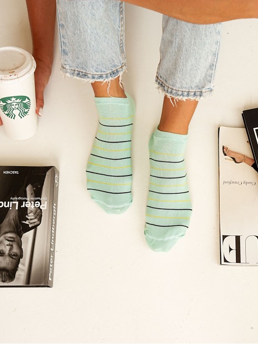 Women's Thin Stripes pattern low ankle socks 1146.071