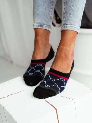 Cotton Wide stripes CC pattern invisible socks 2