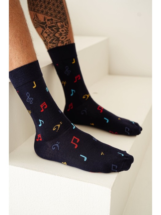 Men's Notes pattern socks 0125.092