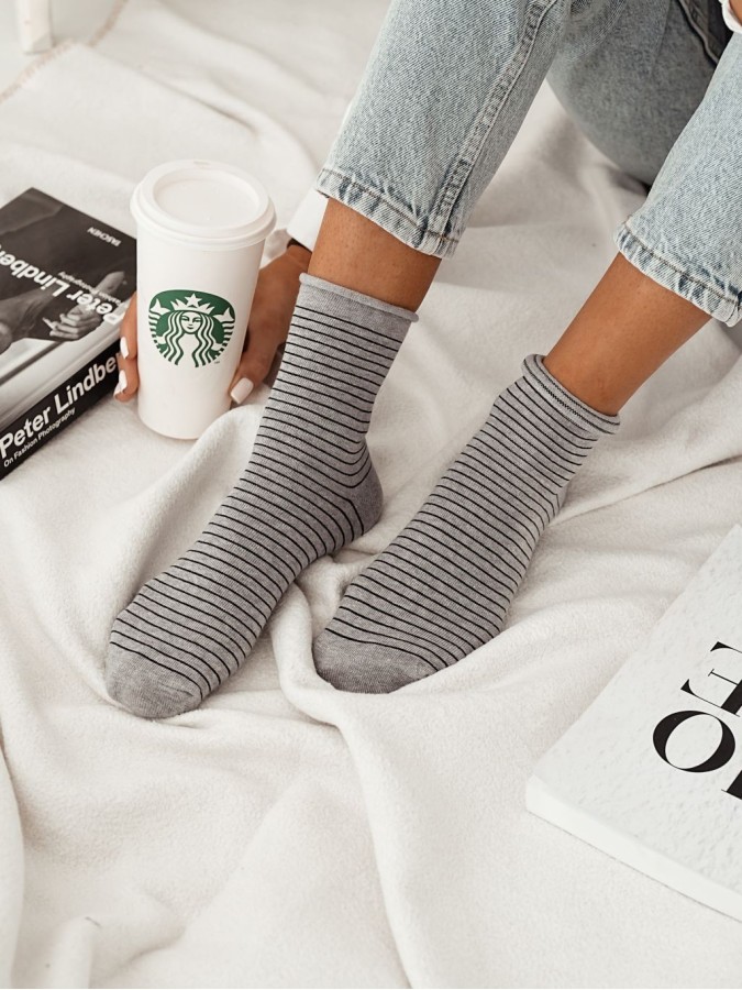 Women's Thin lurex stripes pattern socks 0200.120