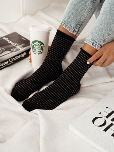 Women's Thin lurex stripes pattern socks 0200.120 2