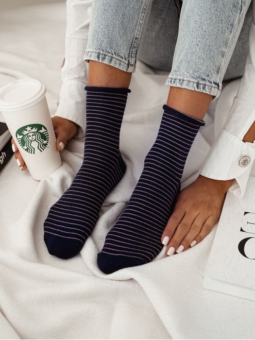 Women's Thin lurex stripes pattern socks 0200.120