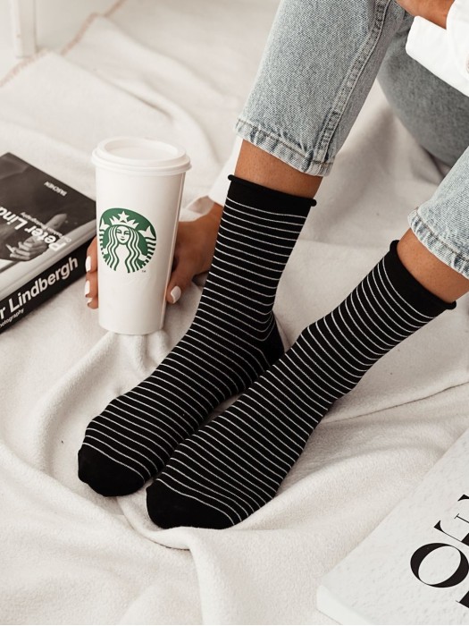 Women's Thin lurex stripes pattern socks 0200.120